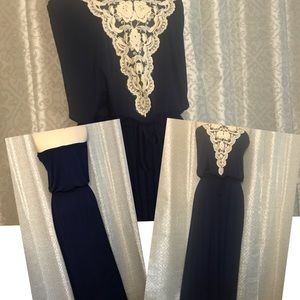 Tua Blue maxi strapless dress